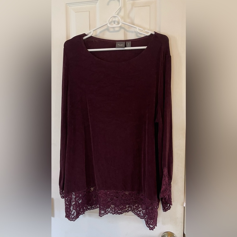 Chico’s Travelers Lace Trimmed Blouse (3 - XL)